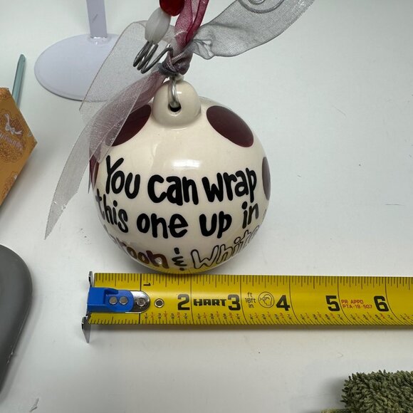 Mississippi State Bulldog Ornament Maroon White Ceramic Christmas Ball Decor - Picture 9 of 10